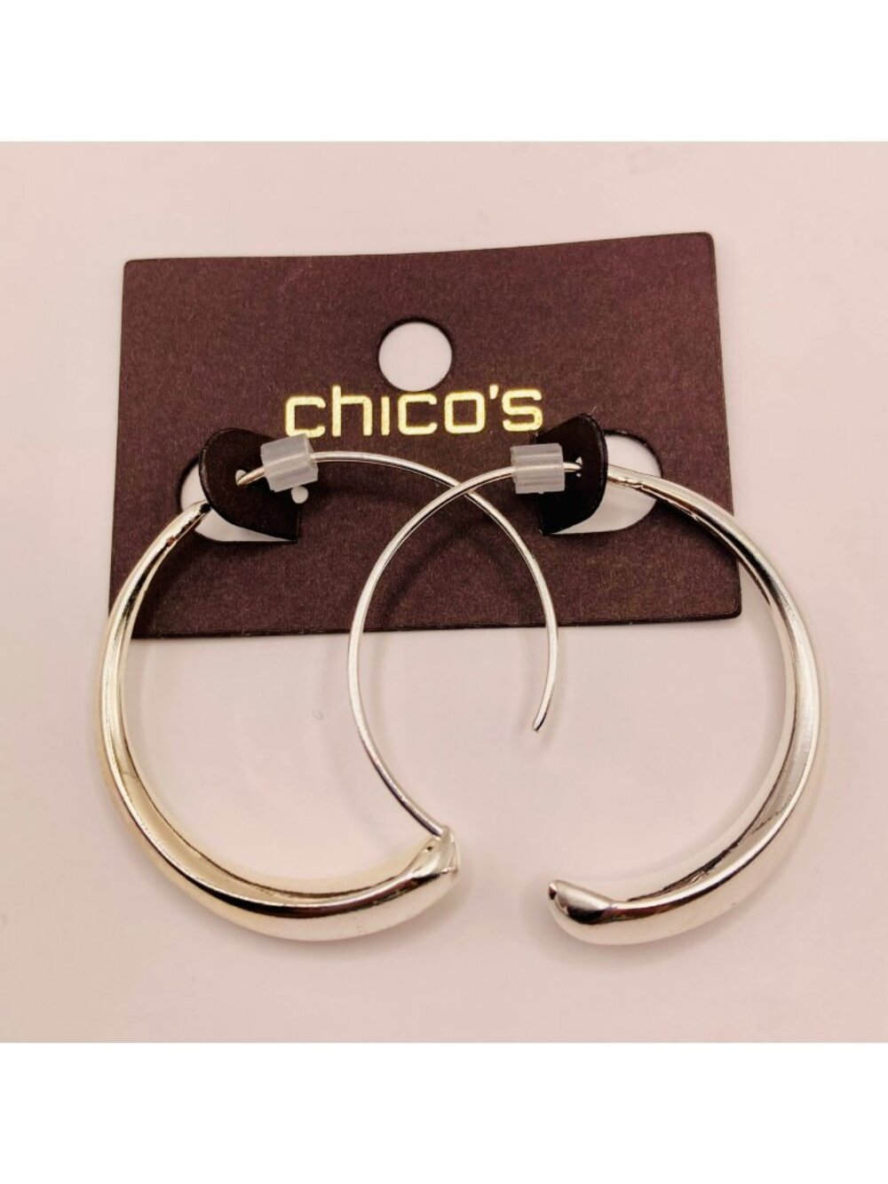 Chicos New Silver-Tone Open Hoop Earrings -72B - Picture 1 of 5